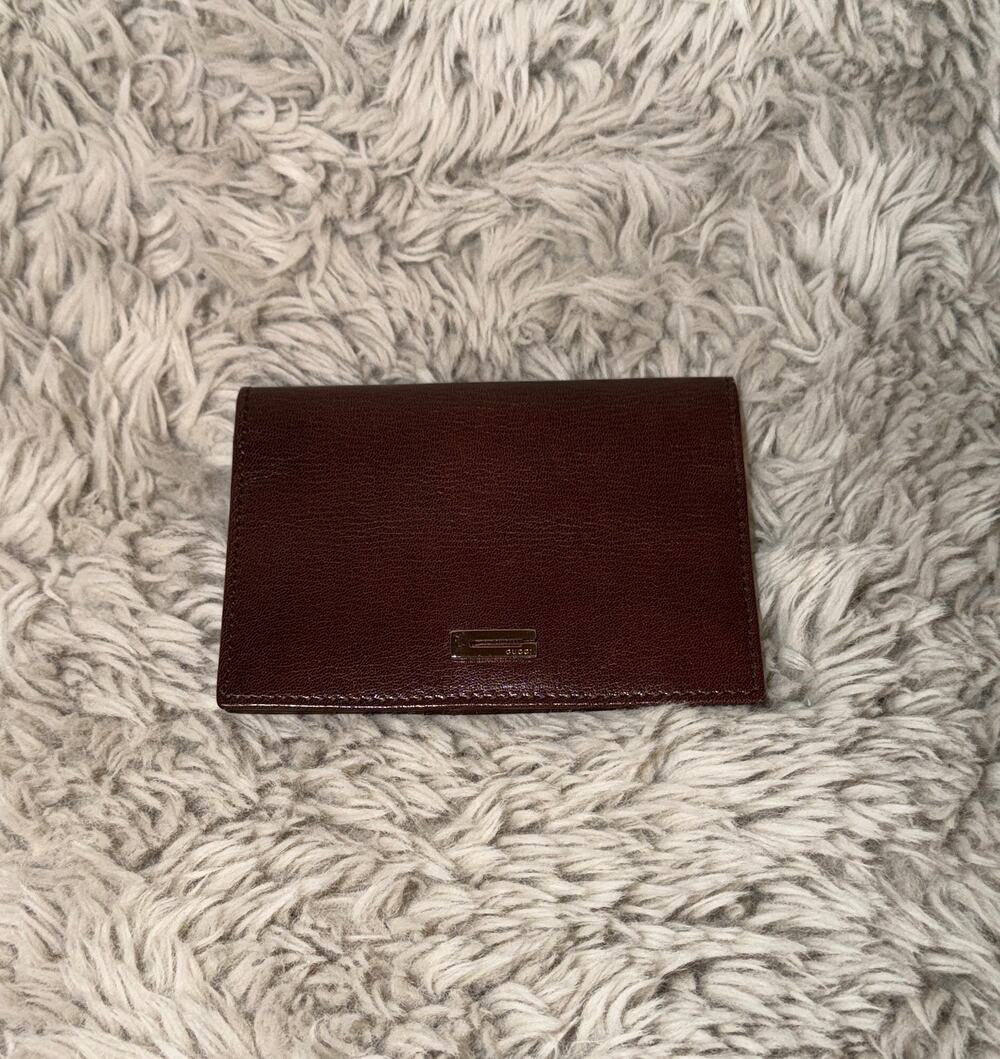 Gucci Brown Leather Bifold Wallet Men’s ID Window Minimalist Designer Accessory